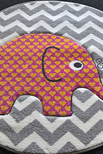 Children's round carpet PASTEL Elephants