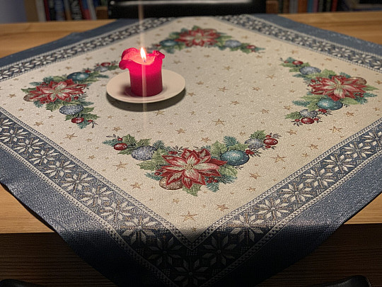 Christmas tapestries tablecloths and scarves CHRISTMAS STAR II blue