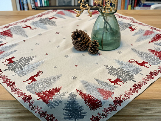 Christmas tapestry tablecloths and scarves TREES WITH DEER