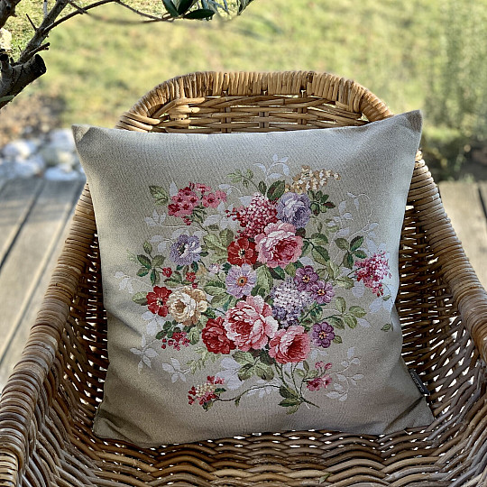 Tapestry cushion cover FLOWER BEIGE