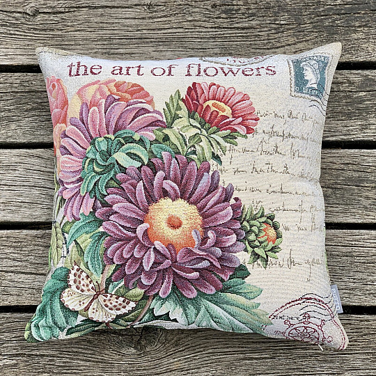 Tapestry pillowcase FLOWER - POSTCARD PURPLE