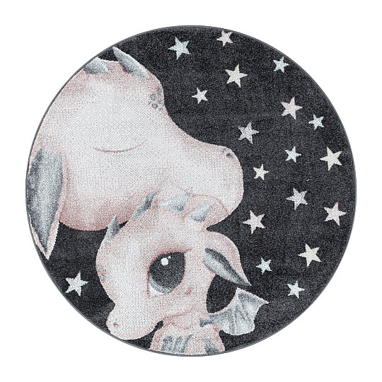 Round children&#39;s piece rug FUNNY dragon pink