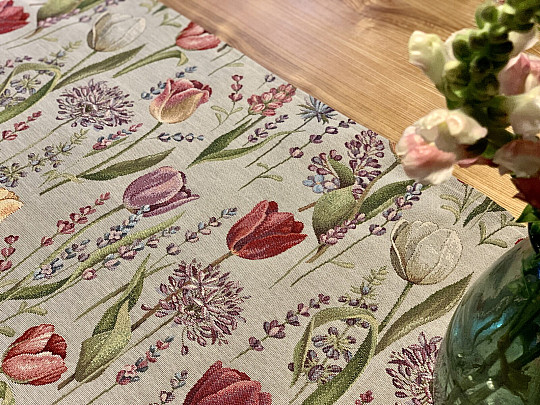 Tapestry tablecloth, scarf Spring-tulips