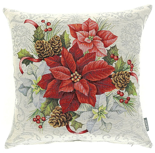 Christmas tapestry cover CHRISTMAS ROSE RED in the middle