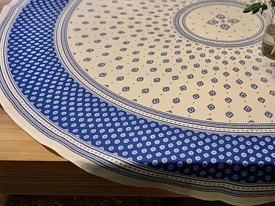 Round tablecloth - blue folklore Ø 175 cm