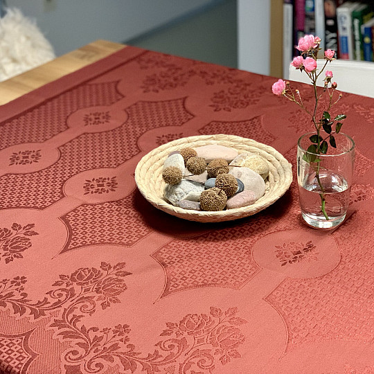 Tablecloth DAMASK terracotta 120x140