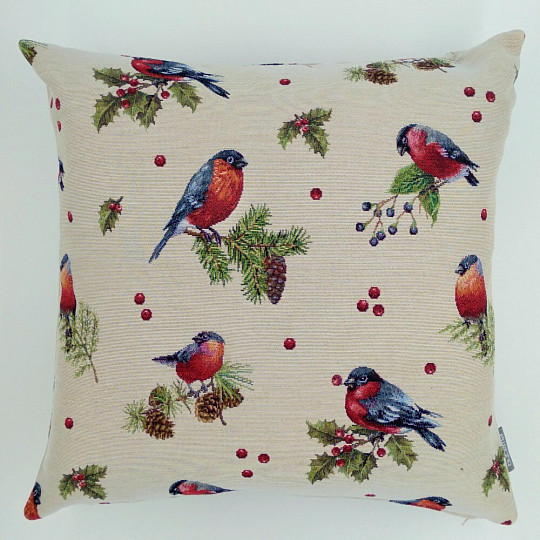 Tapestry cushion cover WINTER BIRD