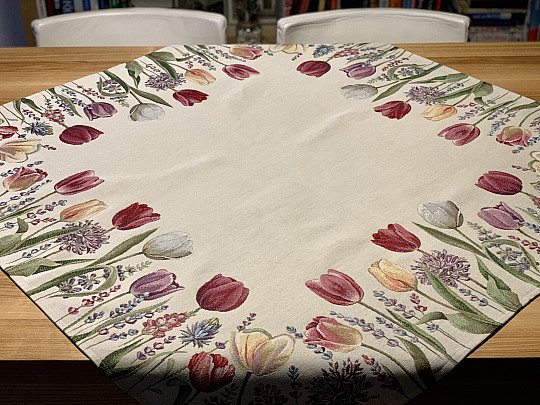 Tapestry tablecloth and scarf TULIP BORDURA