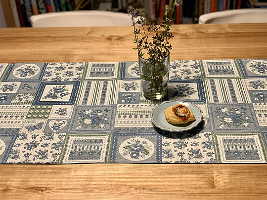 Tablecloth and shawl TOSCANA VALERY PATCHWORK blue