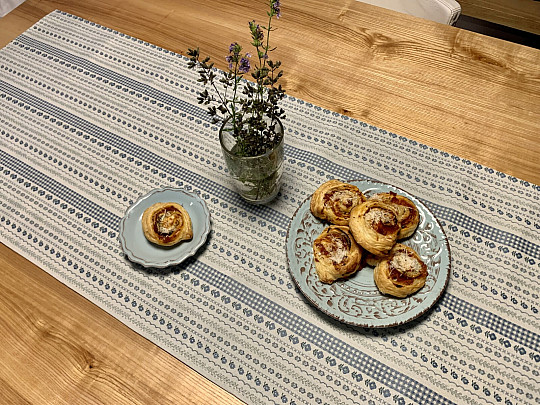 Tablecloth and shawl TOSCANA VALERY RIGA blue stripe
