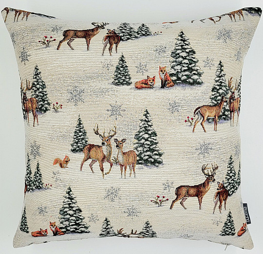 Christmas tapestry cover ANIMALS NEAR THE TREE