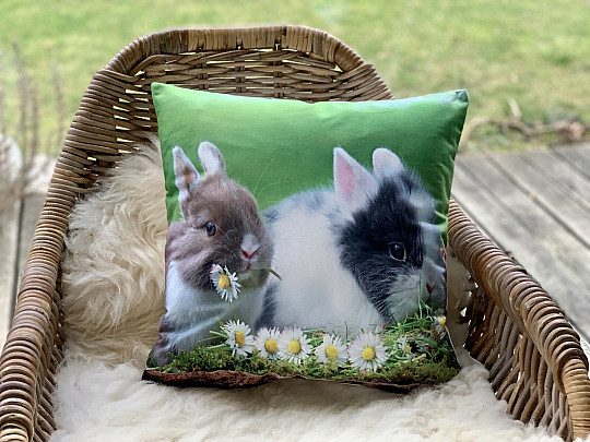 Easter decoration cover RABBITS AND DAISIES
