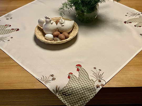 Embroidered tablecloth and scarf SLEPIČKA check