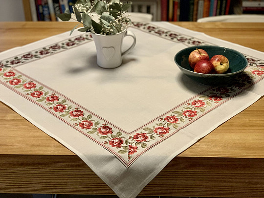 Embroidered tablecloth and shawl ROSES