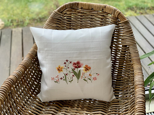 Embroidered cushion cover GARDEN FLOWERS