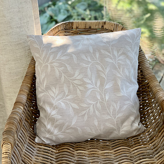 Decorative cushion cover LEAFS beige - double-sided