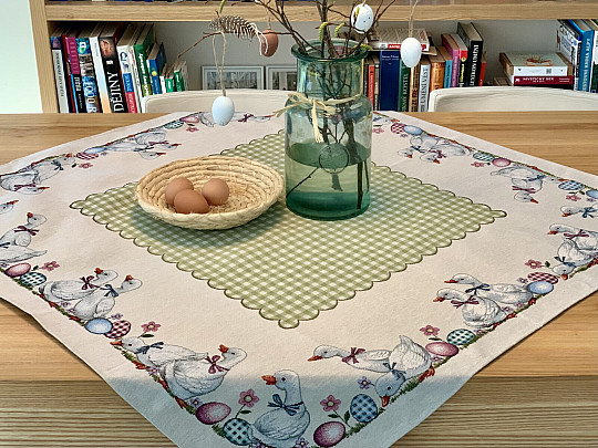 Tapestry tablecloth and scarf GREEN CHECKED BUGS