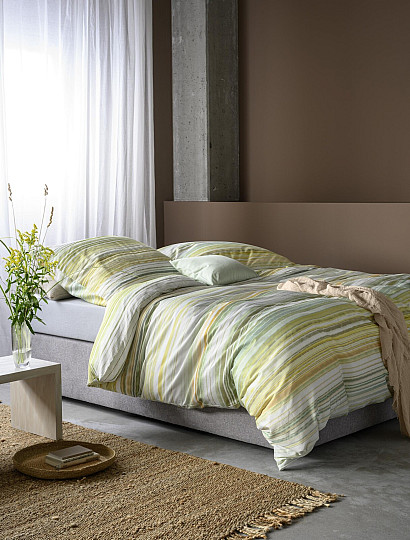 IRISETTE luxury cotton satin MAGIC 30 stripes green