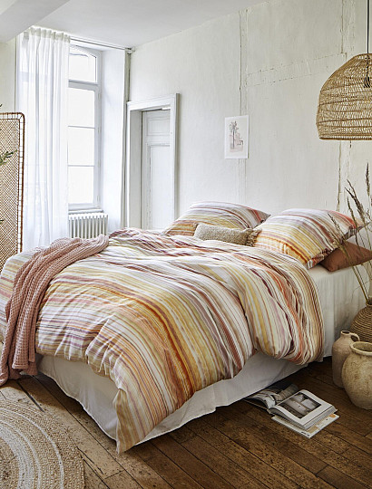 IRISETTE luxurious cotton satin MAGIC 50 orange stripes