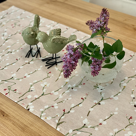 Tablecloth and shawl NOA Twigs small pink