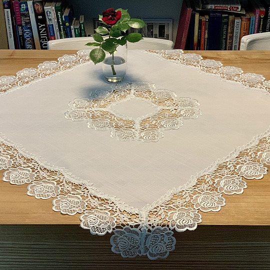 WHITE ROSE LACE tablecloth