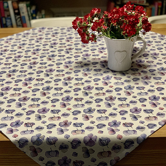 MONTANA PURPLE BLUE FLOWERS tablecloth and scarf
