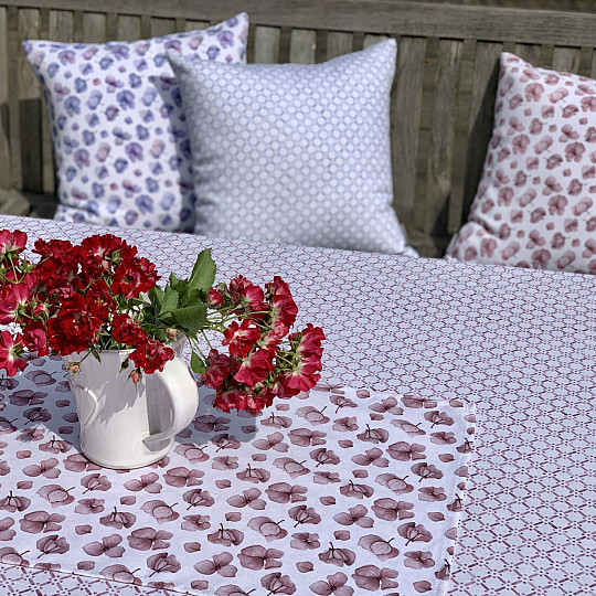 Tablecloth and shawl MONTANA OLD PINK FLOWER