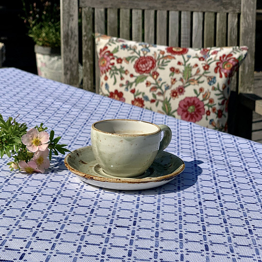 Tablecloth and scarf MONTANA GRID BLUE