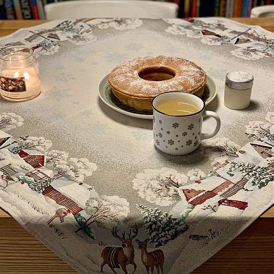 Gobelin tablecloth, shawl and table setting WINTER IDYLKA