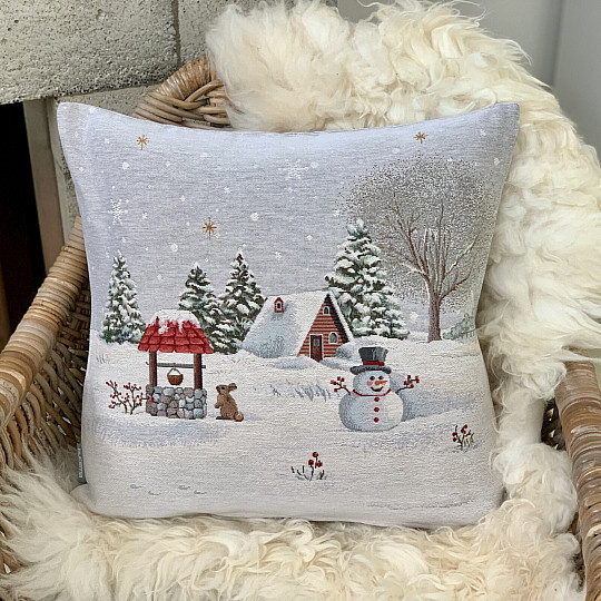 Christmas tapestry cover SNOWY HOUSE