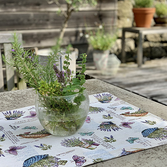 Tapestry tablecloth and shawl LAVANDER GARDEN 2
