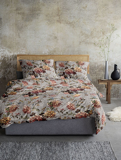 IRISETTE luxury flannel bedding ZOBEL 8552-11 FLOWERS gray