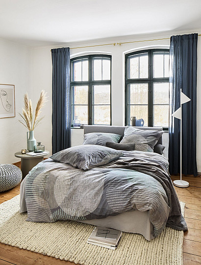 IRISETTE luxury flannel bedding ZOBEL 8553-11 GRAY WHEEL