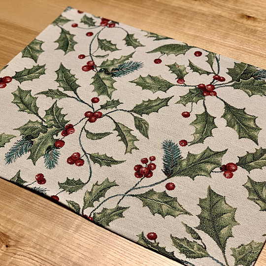 Tapestry tablecloth and scarf CHRISTMAS HOLLY
