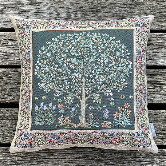 Green tapestry TREE OF HAPPINESS cushion cover
