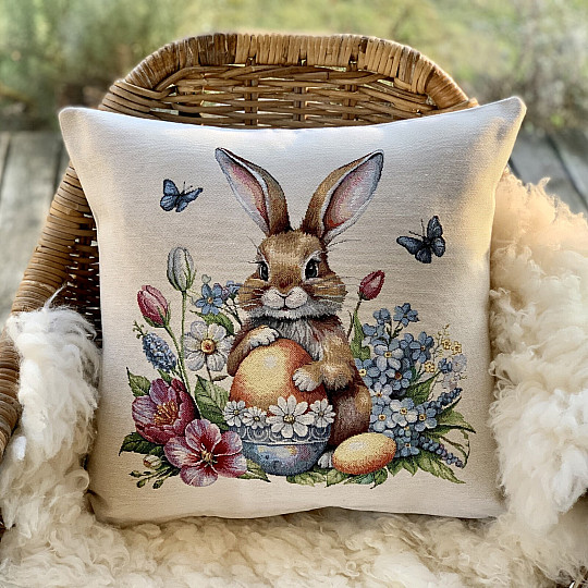 Easter tapestry cover HABBIT AND YELLOW EGGS