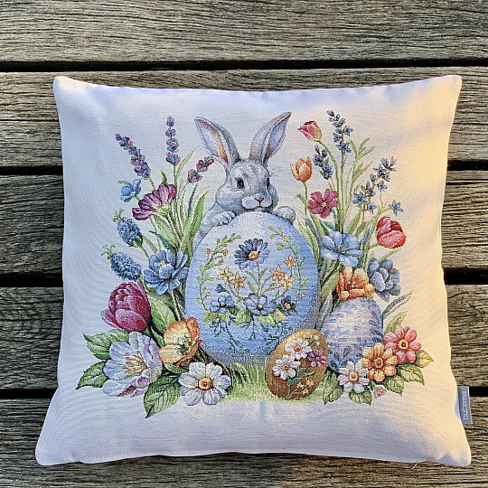 Tapestry pillowcase HARE AND BLUE EGGS