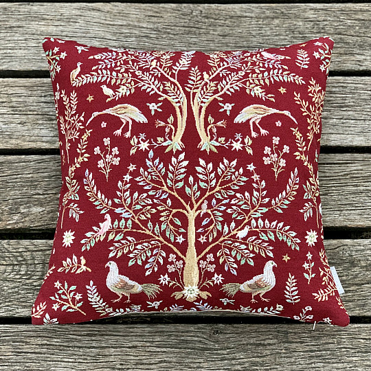 Tapestry pillowcase WILLIAM MORRIS burgundy - full-surface