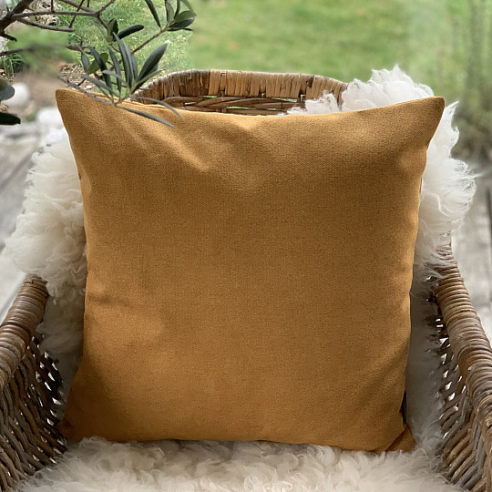 Decorative pillowcase ENJOY MUSTARD