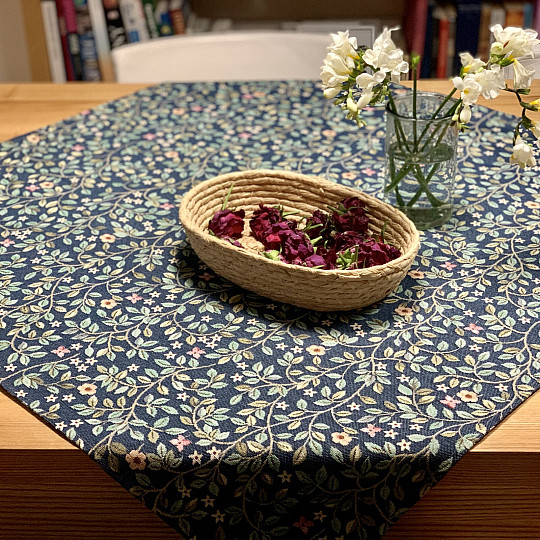 Tapestry tablecloth and scarf TREE OF HAPPINESS all-over BLUE