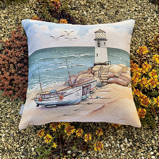Tapestry pillowcase LIGHTHOUSE AT LOW TIDE