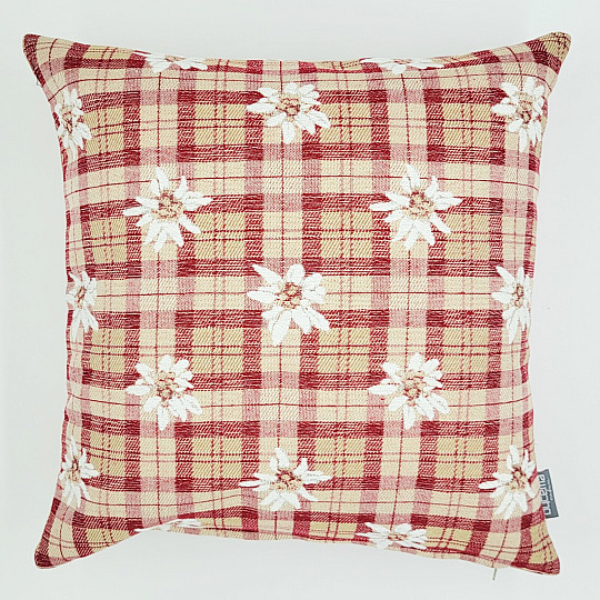 Decorative pillowcase FLOWERS AND DIAMONDS red
