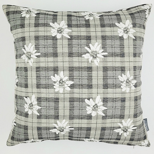 Decorative pillowcase FLOWERS AND DIAMONDS grey