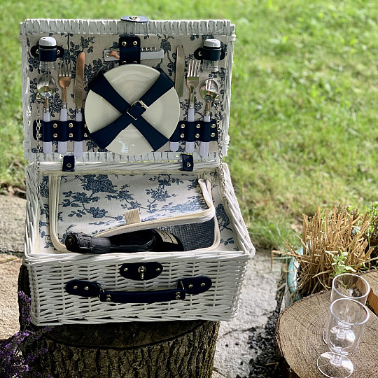 Picnic basket GARDEN white for 2 people