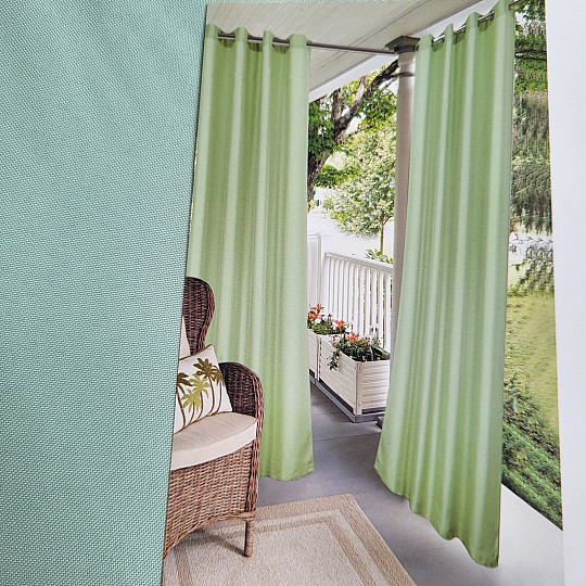 Decorative outdoor curtain GAIA GREEN rings