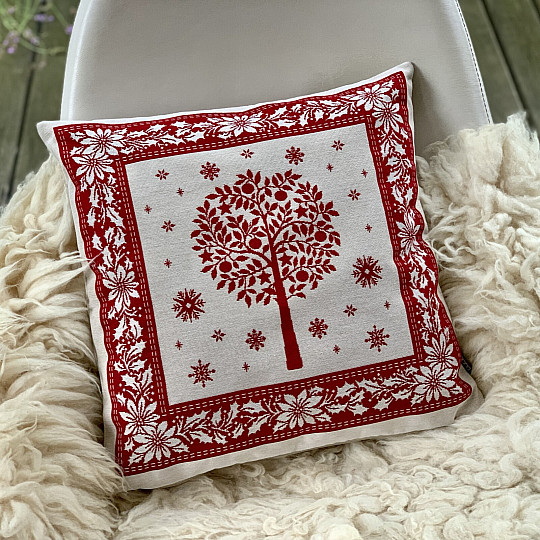 Christmas tapestry cover FOLK CHRISTMAS 1 red