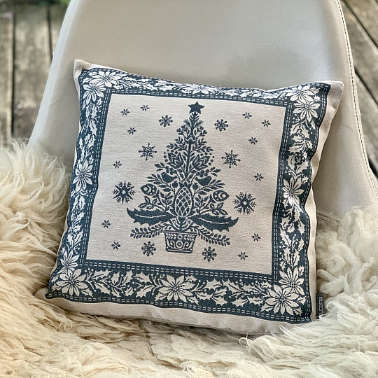 Christmas tapestry cover FOLK CHRISTMAS 3 blue