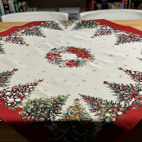 Tapestry tablecloth and scarf CHRISTMAS TREES