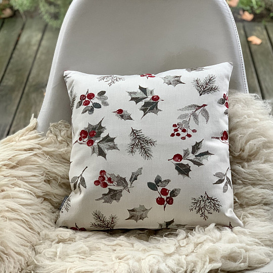 Christmas decorative cover HOLLY GREY