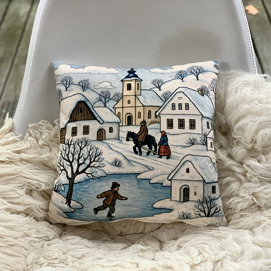 Christmas decorative cover SEMI-TRAILER IN WINTER